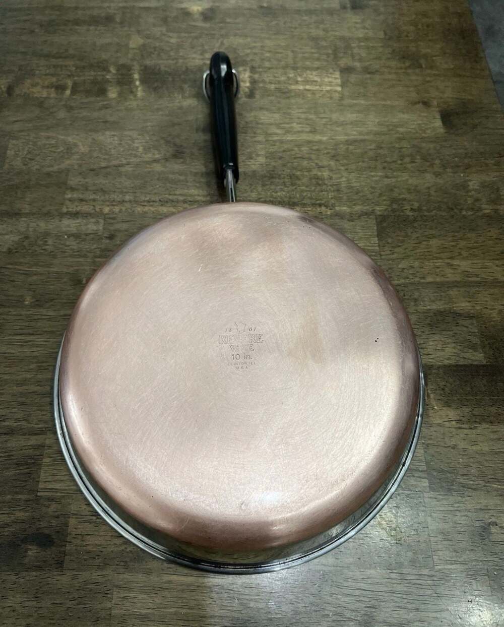 Vintage Revere Ware 10-Inch Stainless Steel Copper Clad Frying Pan Skillet